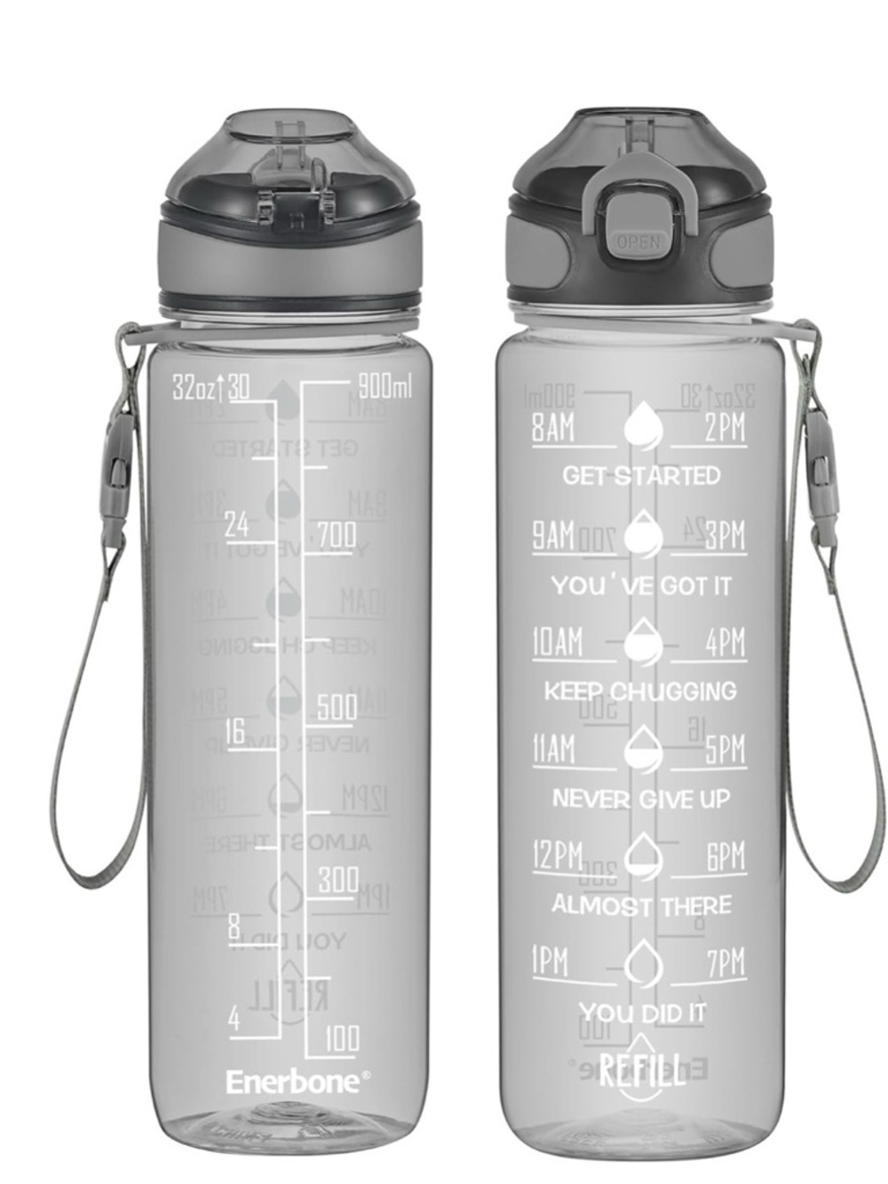 Enerbone Gray Motivational Water Bottle - 32oz